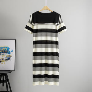 Vestido Corto de Punto con Cuello Solapa y Manga Corta a <span class=keywords><strong>Rayas</strong></span>, Estilo Europeo y Americano, Nuevo Verano 2026 - Product Image 2
