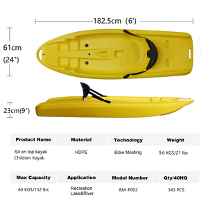 China más barato pequeño <span class=keywords><strong>Mini</strong></span> moldeado por soplado HDPE plástico duro niños <span class=keywords><strong>Kayak</strong></span> solo sentarse en niños <span class=keywords><strong>Kayak</strong></span> Durable estable niño Canoa/<span class=keywords><strong>Kayak</strong></span> - Product Image 3