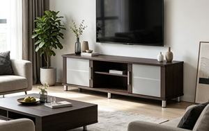 Soporte de <span class=keywords><strong>TV</strong></span> de <span class=keywords><strong>plasma</strong></span> de diseño moderno de madera, <span class=keywords><strong>mesa</strong></span> de cristal de esquina con muebles de estante (DX-8705) - Product Image 2