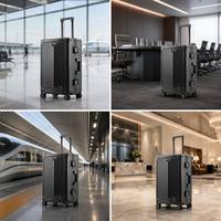 Maleta de Aluminio de Alta Gama con Apertura Frontal, Compartimento para Portátil, Diseño Simple y Elegante, Ruedas Giratorias de 360 Grados, TSA