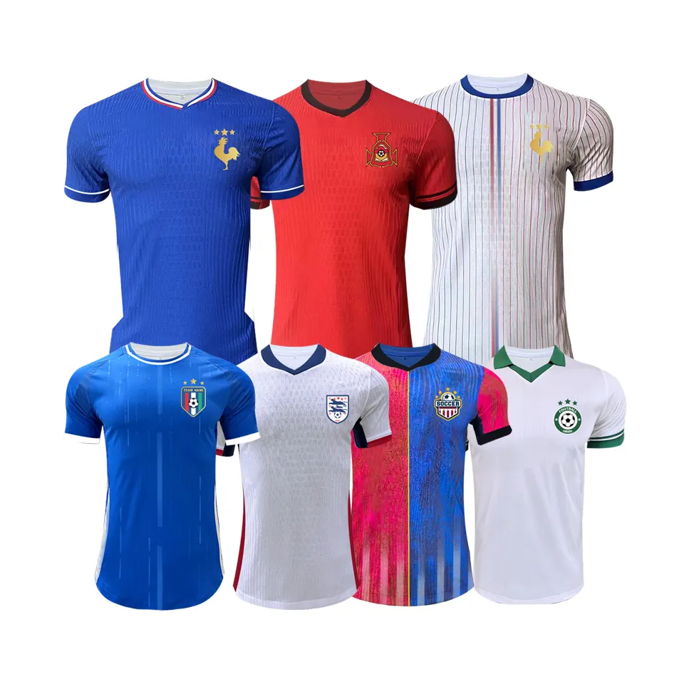 Camisa de futebol masculina personalizada para treinamento de clubes, conjunto de uniformes de futebol de secagem rápida azul original, conjunto de camisas de futebol por atacado