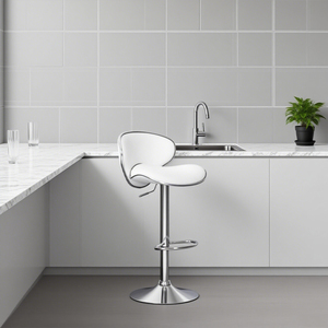 เก้าอี้บาร์สำหรับล็อบบี้โรงแรม ใช้สีขาวงาช้าง ฐานกลมขนาดใหญ่ <span class=keywords><strong>ขา</strong></span>โลหะทรงกรวย - Product Image 1