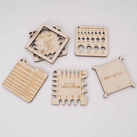 Outil à tricoter portable en bois avec règle à aiguilles et porte-clés jauge pour tricoteurs et autres produits d'artisanat