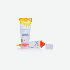หลอดบีบ PE โปร่งแสง พิมพ์ลายดอกไม้สีสันสดใส พร้อมฝาสีส้มแบบแบน สำหรับใส่ผลิตภัณฑ์ทำความสะอาดผิวหน้า - Product Image 3