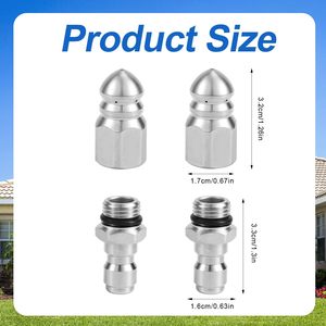 <span class=keywords><strong>Buse</strong></span> de jet d'égout en acier inoxydable 1/4 "NPT connecteur rapide nettoyeur haute pression tuyau de vidange outil de nettoyage 5000 PSI - Product Image 2