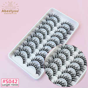 Abestyue nuovo Design Foxy alato occhio di gatto ciglia d'angelo naturale ciglia di seta finto visone Private Label soffici ciglia a striscia intera - Product Image 1