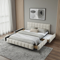 Base de Cama Moderna King Size con Cabecero Acolchado y Cajones de Almacenamiento de Madera, Tapizada en Chenilla Suave para Dormitorio