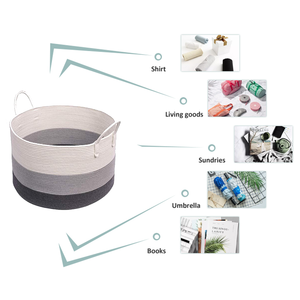 Eco-Friendly White Brown Cotton Woven Rope Storage Basket