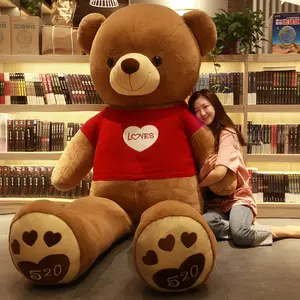 Produttori all'ingrosso grande orsacchiotto bambola peluche farcito orsacchiotto gigante orsacchiotto con copertura di pelle regalo di san valentino