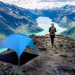 Auvent de camping en polyester avec cadre en fibre de verre, pliable, monocouche, grande tente de plage imperméable pour l'été, résistante au vent - Product Image 3