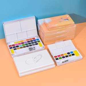 12 18 24 36 48 colores juego de pintura de acuarela caja blanca embalaje con paleta esponja pincel pluma para pintar lienzo de papel - Product Image 3