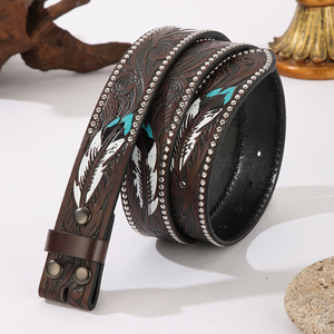 <span class=keywords><strong>Ceinture</strong></span> en jean vintage haut de gamme pour <span class=keywords><strong>femme</strong></span>, non boutonnée, avec rivets argentés incrustés, largeur 3,8 cm, longueur réglable 105-125 cm - Product Image 6