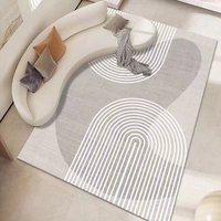 Tapis à poils bouclés à lignes géométriques de style japonais Wabi-sabi, salon, canapé, table basse, chambre à coucher, tapis de chevet, lavable pour adolescents