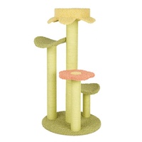 Vente en gros de carton Arbre à chat et grattoir avec pétale de feuilles florales Design de forêt pour gratter et jouer