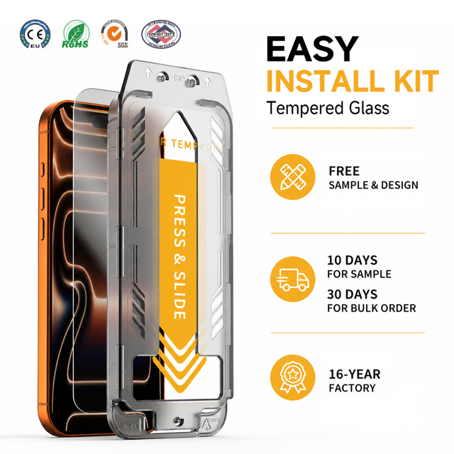 High Quality Easy Applicator Tempered Glass Screen Protector for iPhone 17 Series