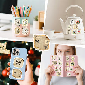 56 Pegatinas <span class=keywords><strong>Vintage</strong></span> con Diseño de Periódico, Mariposas y Flores <span class=keywords><strong>para</strong></span> Diario, Estilo Borde Quemado, <span class=keywords><strong>para</strong></span> Álbumes de Recortes - Product Image 5