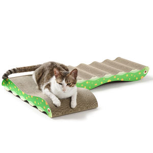 2-em-1 Sustentável Cat <span class=keywords><strong>Scratcher</strong></span> e Brinquedo Reversível Forma de Onda Papelão Papel Post para Gato Escalada <span class=keywords><strong>Pet</strong></span> Brinquedos - Product Image 2