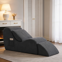 Canapé-lit ergonomique moderne une place, fauteuil inclinable convertible avec dossier capitonné en éponge et housse en velours côtelé pour salon