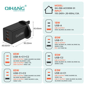 Cargador GaN Pequeño de 65W con Enchufe para Reino Unido, Bloque de Carga Rápida Mini de 3 Puertos para Laptop, <span class=keywords><strong>Steam</strong></span> Deck, Teléfono, Adaptador de Corriente Portátil para Viajes - Product Image 6