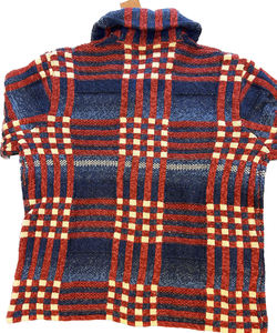 Suéter cárdigan de solapa a cuadros retro con estilo informal para mujer 100% algodón - Product Image 2