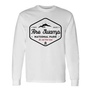 Camiseta de manga larga del Parque Nacional Fire Swamp, diseño de montañas, senderismo, camping - Product Image 1