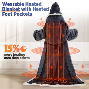 بلوفر بغطاء رأس قابل للارتداء ، بطانية بغطاء رأس مع أكمام ، محمول للتدفئة بالحجم الكامل وبطارية قابلة لإعادة الشحن تعمل بالطاقة - Product Image 2