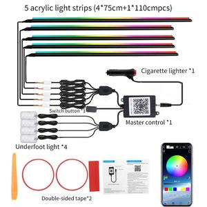 Kit de Iluminación Ambiental Interior para Automóvil Lemombo ABS Acrílico Universal de 12V 24W con Tira LED RGB y Diseño Sinfónico - Product Image 1