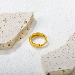 แหวนดีไซน์เรขาคณิตแบบซ้อนได้ ทำจากสแตนเลสสตีล 18k ขนาด 6 7 8 เครื่องประดับแฟชั่นสำหรับทุกเพศ - Product Image 4