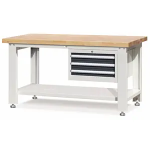 E222701-12 Top-quality Industrial Metal Steel Solid Wood Splicing Board Workbench Working Table For Workshop