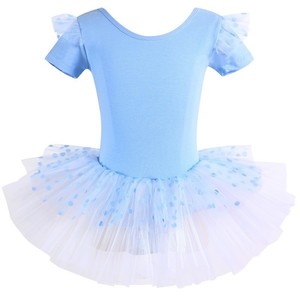 Maillot de Ballet de Algodón para Niñas, Vestido Tutú con Volantes en las Mangas, Ropa de Baile con Estampado de Lunares, Traje para Actuaciones en Escenario, Cintura Elástica - Product Image 4