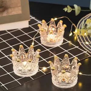 2 In 1 Crown Nail Crystal Bowl Glass Holder For Wedding Party