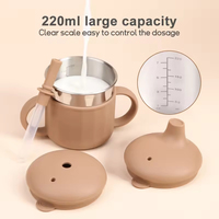 Ensemble d'alimentation pour bébé personnalisé avec logo, couvercle en silicone réutilisable, bol, assiette, cuillère et fourchette en acier inoxydable 304
