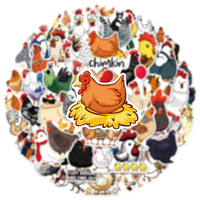 Autocollants de poulet de dessin animé, 50 pièces, adhésif créatif imperméable en PVC, valise décorative