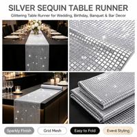 Chemin de table rétro disco à sequins pour la maison, brodé, avec feuille miroir et paillettes, pour décorations de fête, mariage et anniversaires