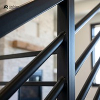 Rampe d'escalier élégante en alliage d'aluminium noir, système de main courante moderne à monter soi-même pour projets commerciaux, balcons, villas, appartements