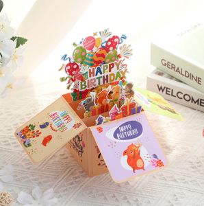 お誕生日アニマル3Dボックスデスクトップデコレーション紙カット3Dグリーティングカード祝福と感謝メッセージグリーティングカード - Product Image 3