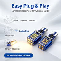 Mini ampoule LED T15-2016-24SMD pour feux de recul, carte PCB bleue, Canbus sans erreur, blanc 6000K, 921 W16W, éclairage de recul pour voiture