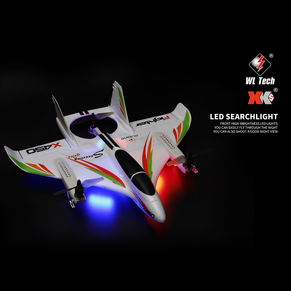 Wltoys XK X450 2.4G 6CH RC Airplane - Brushless & LED Light