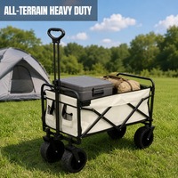 Chariot de camping pliable robuste à quatre roues, poignée réglable, grande capacité, tissu Oxford, cadre en acier, écologique, respirant