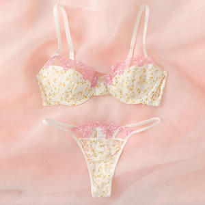 Ensemble de sous-vêtements floraux petite marguerite sexy pour femmes, lingerie à bretelles en dentelle - Product Image 2