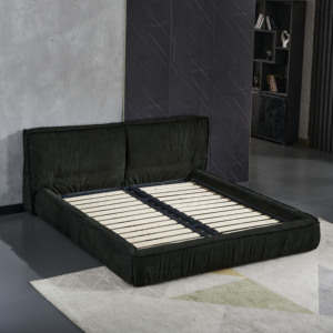 Nội thất phòng ngủ cao cấp cho biệt thự và giường lớn Màn hình rộng phong cách tối giản đậu phụ khối vải nhung giường đôi - Product Image 6