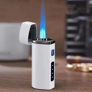 Briquet torche triple flamme en alliage de zinc à 3 jets, rechargeable par USB, au <span class=keywords><strong>butane</strong></span>, vente directe usine, pas cher - Product Image 2
