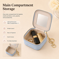 Nouvelle Pochette à Rouge à Lèvres Tendance, Mini Trousse de Maquillage Portable avec Miroir Intégré, Étui de Rangement Exquis en Forme de Losange pour Rouge à Lèvres