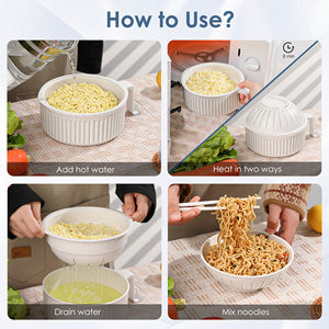 Juego de Tazones de Paja de Trigo para Sopa, Ensalada, Pasta y Repostería, Aptos para Microondas, con Palillos - Product Image 5