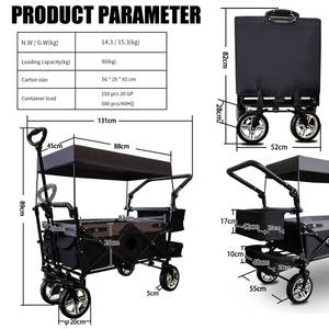 outdoor foldable camping hand carts beautiful garden <b>folding</b> beach wagon for kids <b>with</b> roof - Product Image 4