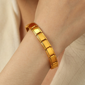 Titanium Steel Spring <b>Bracelet</b> Elastic Gold Silver Unisex Fashion <b>Bangle</b> Mix Match Geometric Design For Men Women - Product Image 4