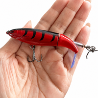 Leurre de surface articulé LUSHAZER Prop Tail Wake Lure 100mm 13g, flottant, pour la pêche au bar, au brochet et à la perche, avec hameçon triple, pour lancer