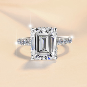 Venta al por mayor 3ct 5ct 10ct VVS Moissanite anillo de diamante en S925 anillo de compromiso de boda de racimo de rodio de plata esterlina - Product Image 2