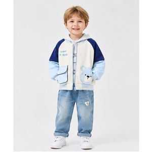 <span class=keywords><strong>Veste</strong></span> de baseball à capuche pour garçons MZJ avec applique ours, style décontracté, color-block, fermeture éclair, pour l'automne et le quotidien - Product Image 3