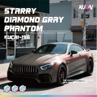 KUCAI Stiker Vinyl Mobil Berkualitas Tinggi Warna Abu-abu Berlian Bintang Phantom, Pembungkus Mobil Vinyl 3D, Stiker Mobil 1.52*17M/roll